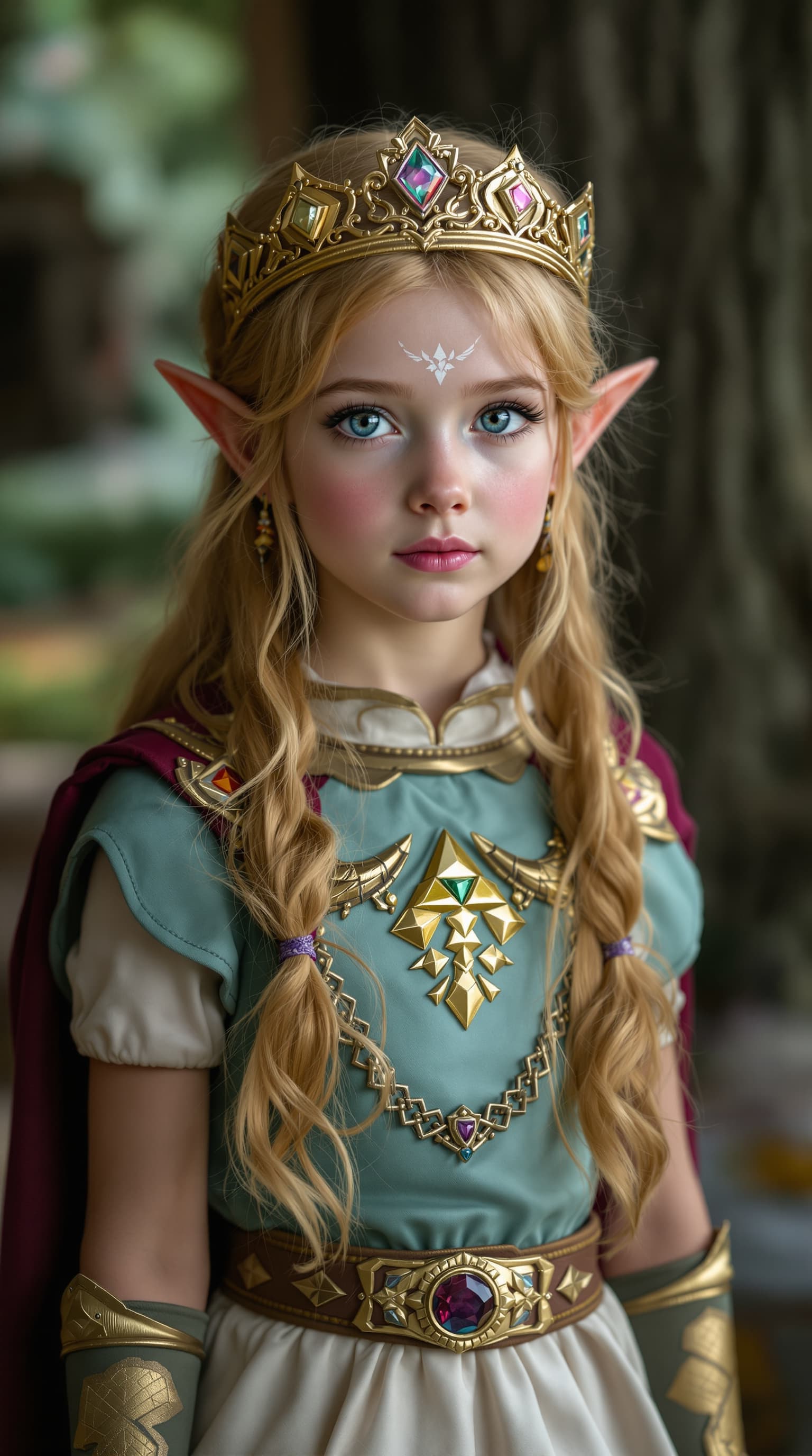 AI generated: A hyper-realistic depiction of seven year old cosplayer as Princess Zelda The Legend of Zelda






...