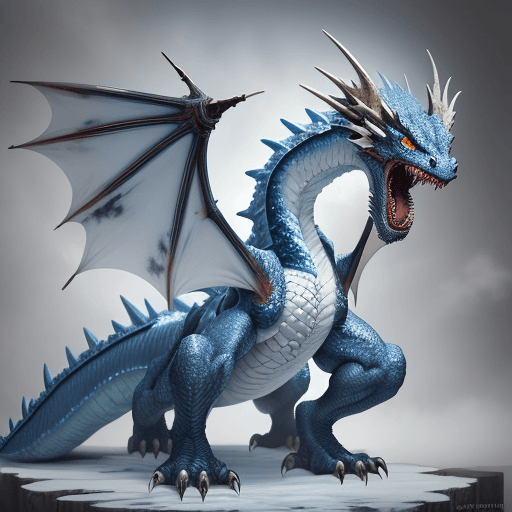 AI generated: masterpiece realistic painted ice dragon fearsome powerful