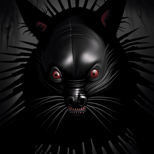 AI generated: Horror black creature,scary animal,sore face,