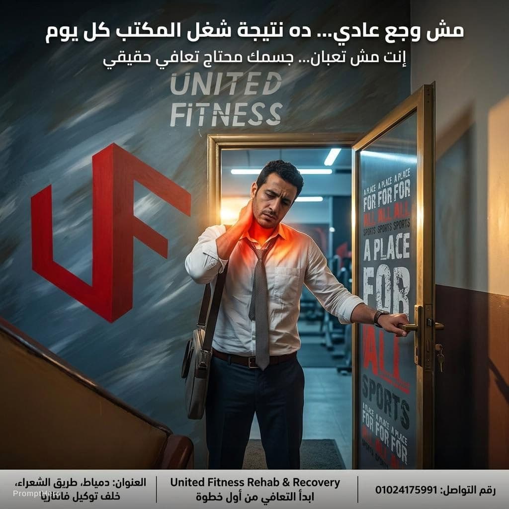 AI generated: A high-end ultra-realistic advertising photography shot for United Fitness Rehab & Recovery.

Scene ...