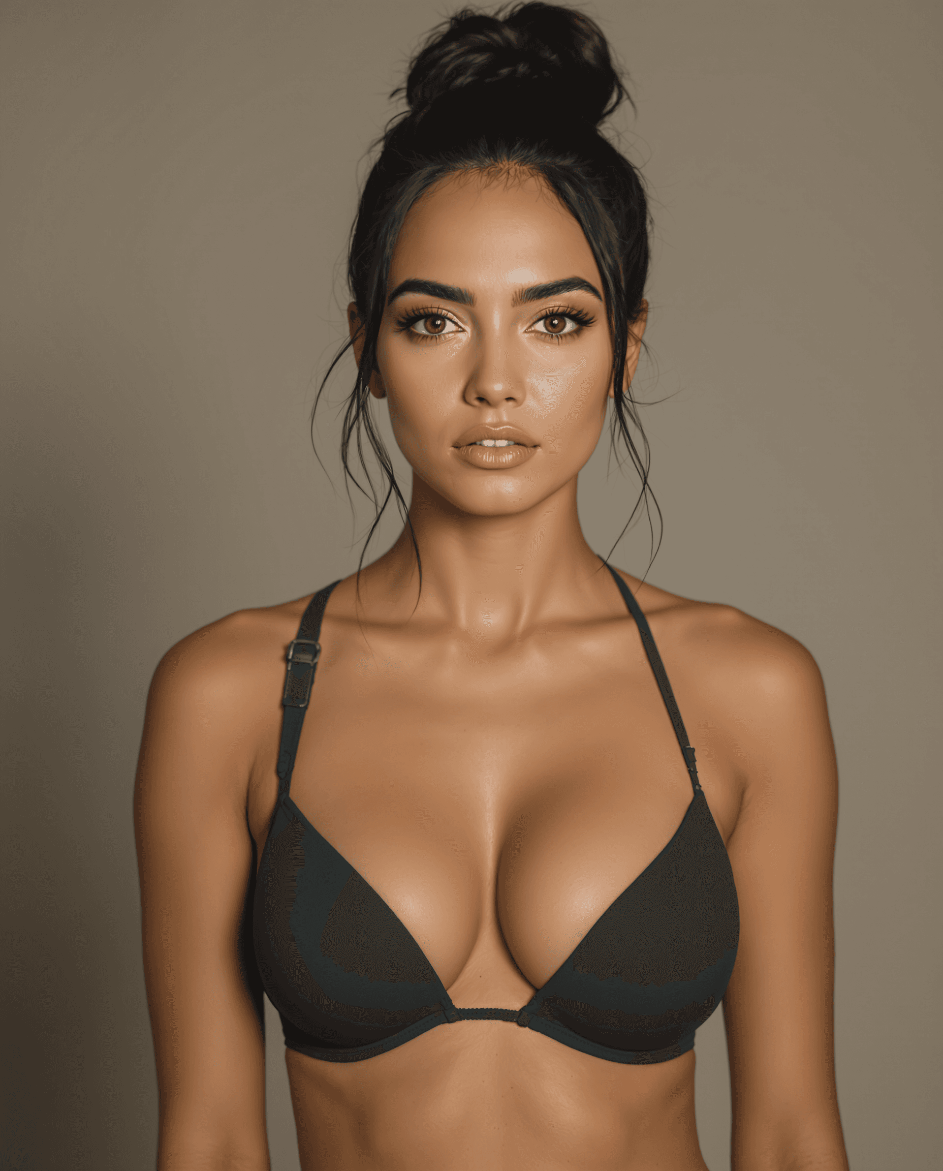 AI generated: "A hyper-realistic, ultra-detailed full-body portrait of a woman with smooth, flawless fair skin and...