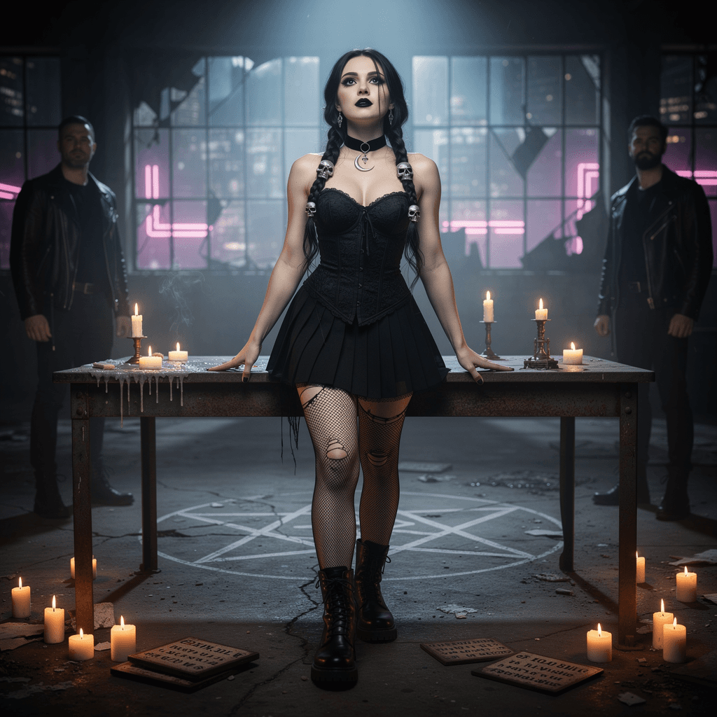 AI generated: cinematic 8k dark fantasy masterpiece, moody volumetric lighting with cold blue moonlight and faint ...