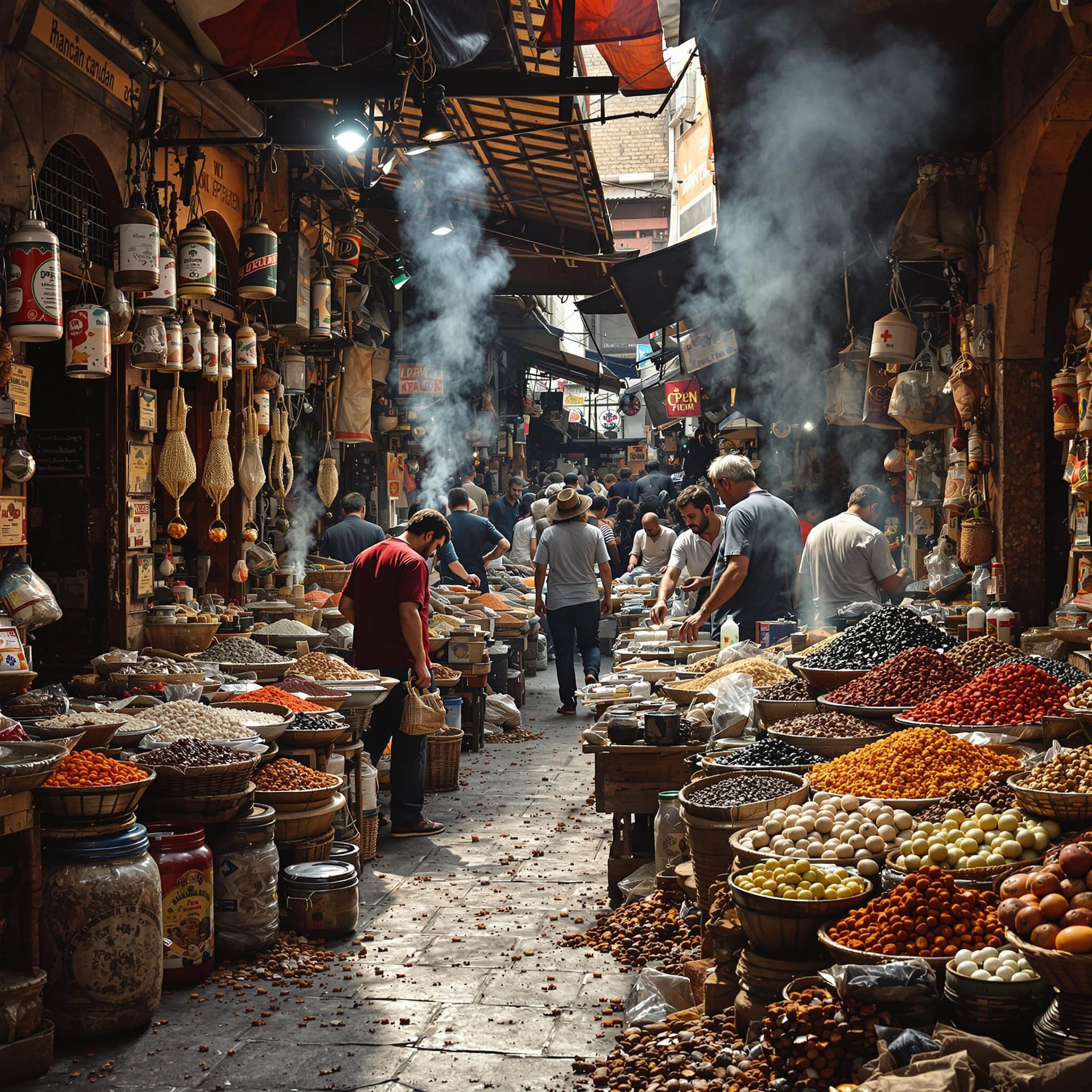 AI generated: A bustling old-world marketplace, aromas of spices filling the air. 