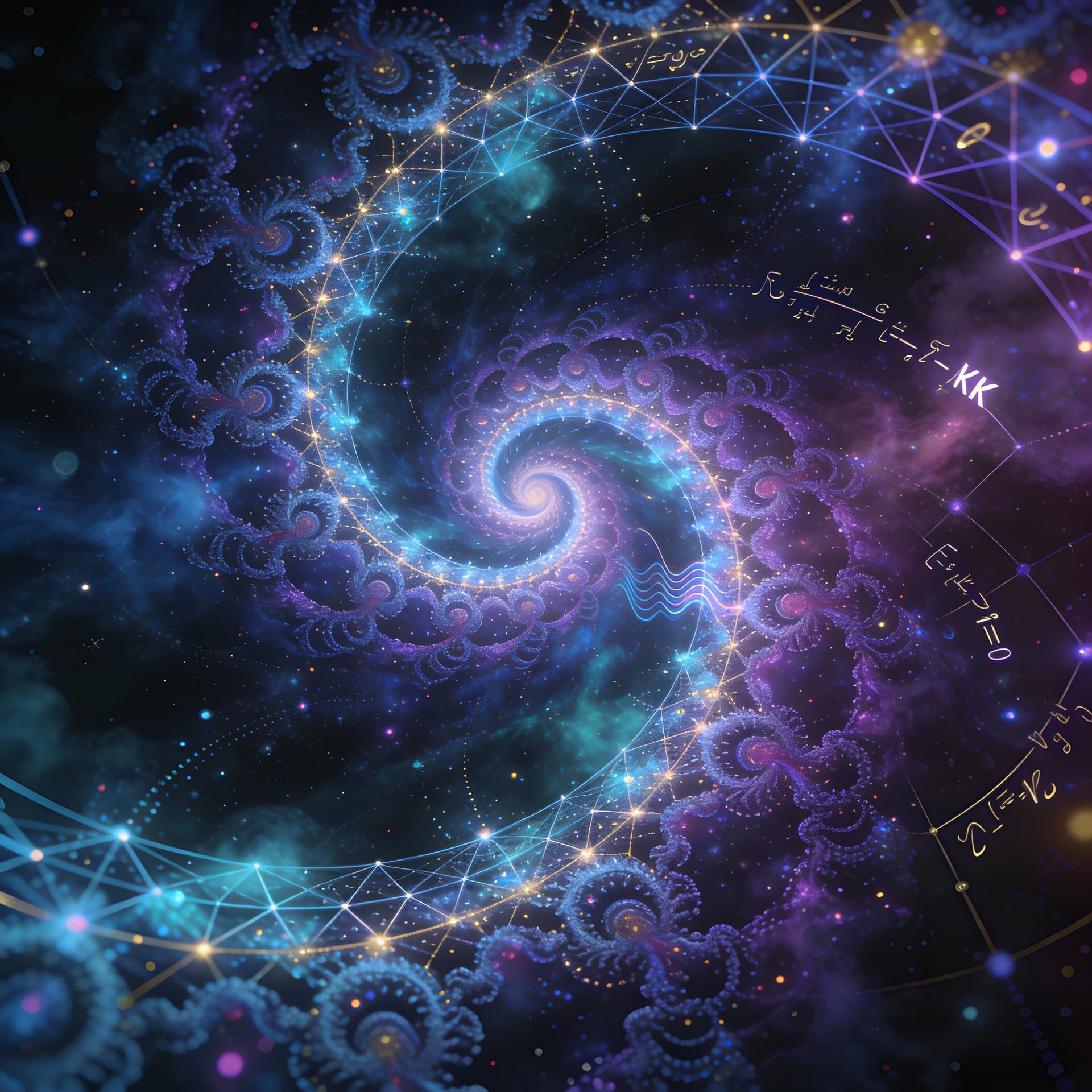AI generated: Ultra-detailed abstract cosmic scene of a fractal universe  and the Fabricio Sequence composed of in...