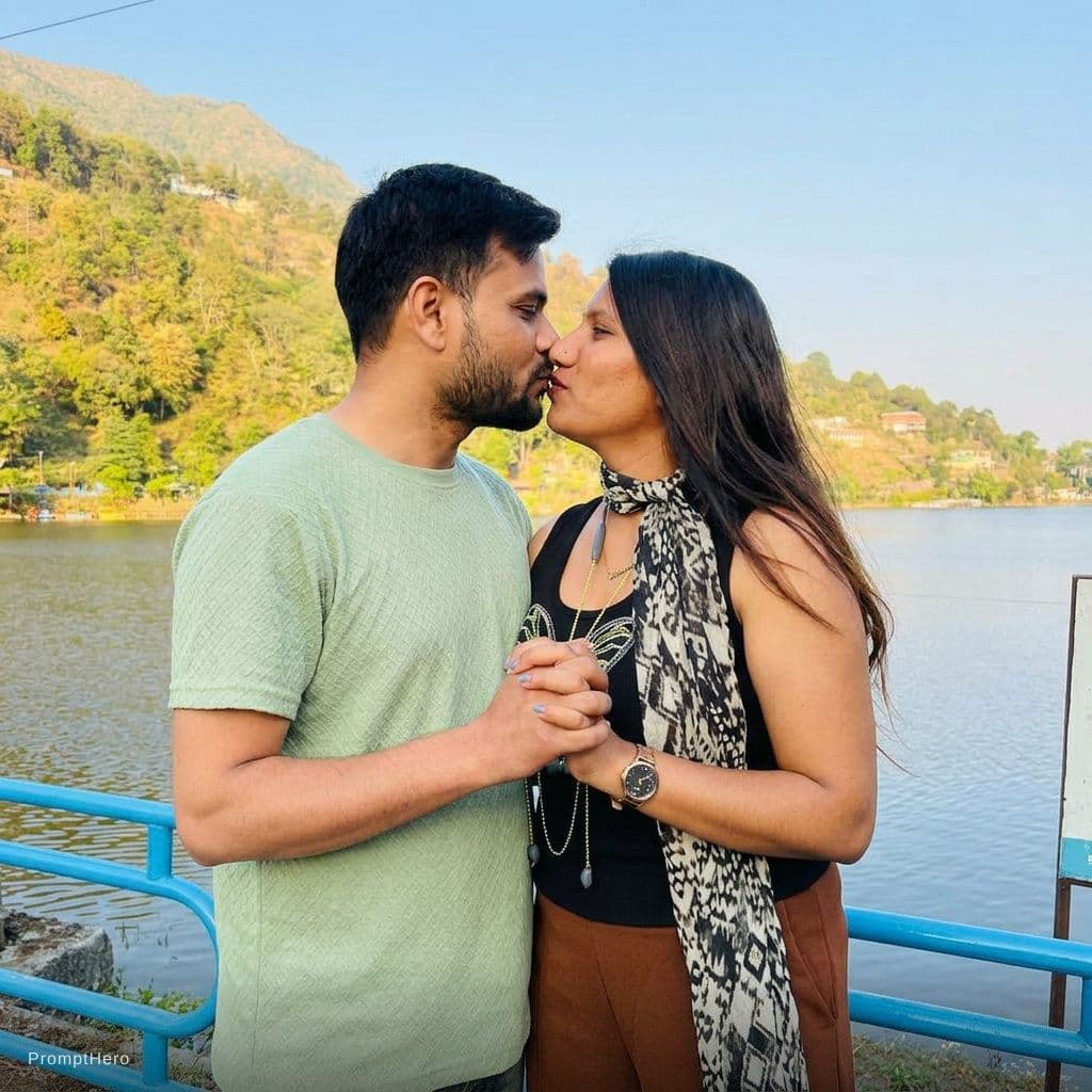 AI generated: Kiss each other and hold hands together 