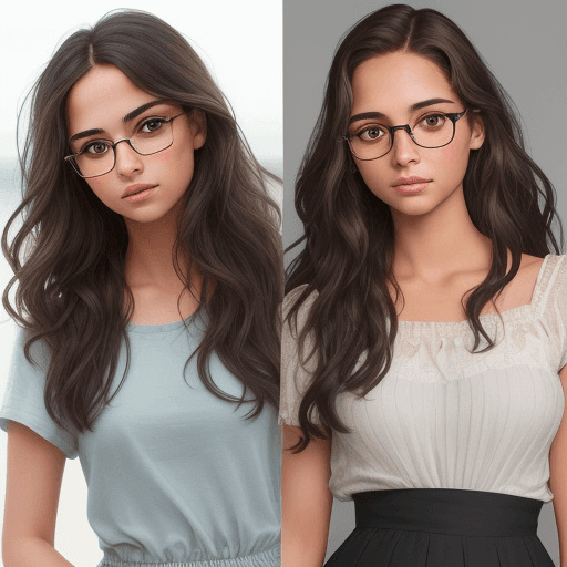 AI generated: a realistic photo of a [very pretty 21 year old woman], with [long, wavy, dark hair], looks like [Al...