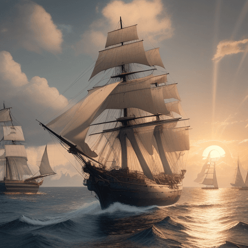 AI generated: Photo of a ultra realistic sailing ship, dramatic light, pale sunrise, cinematic lighting, battered,...