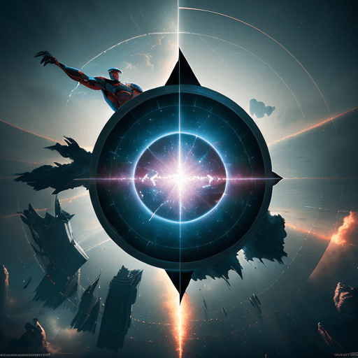 AI generated: Photo of a ultra realistic superhero school which is at the center floating in the sky and is attack...