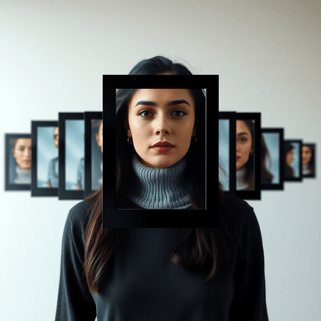 AI generated: A ultra realistic picture demonstrating the Droste effect using matte-less photo frames to represent...