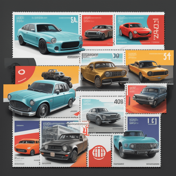 AI generated: brand new post stamps, audio players, simple pattern, Highlighting the background