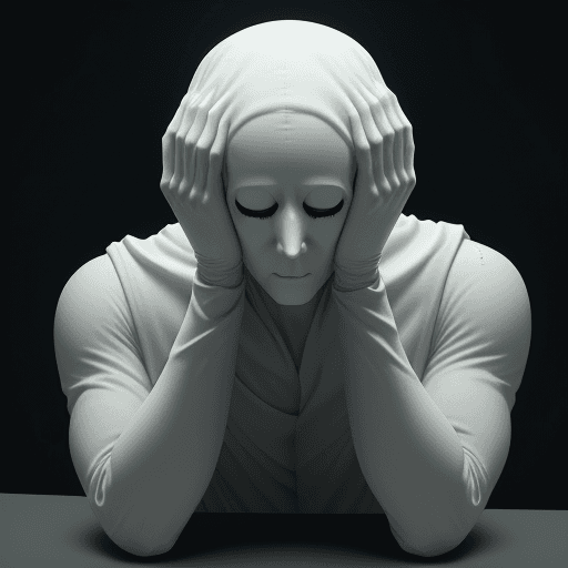 AI generated: mysterious Ghost with divided in two parts, body up to neck and head is separated.   ghost holding h...