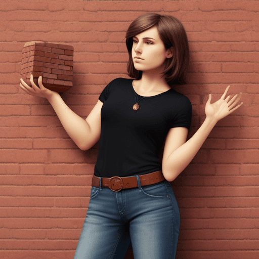 AI generated: Feminin hand touching a brick of a wall