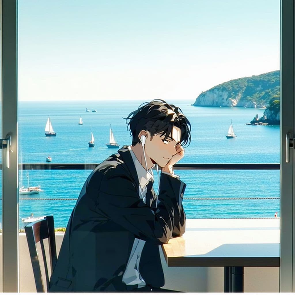 AI generated: A minimalist and clean photography style, detailed shojo manga-style illustration of a smart-looking...