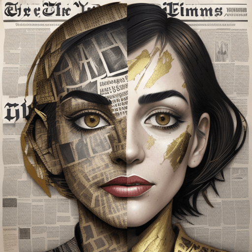 AI generated: expressive gold and ink illustration, editorial illustration! content for political opinion article,...