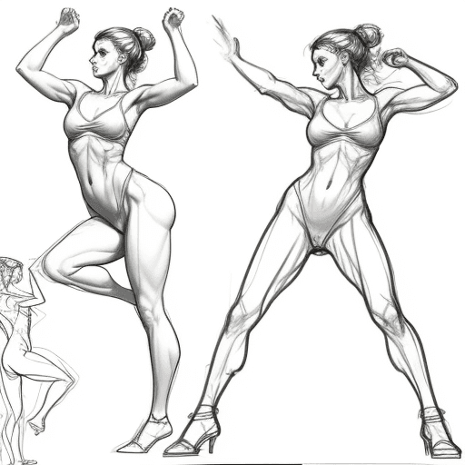 AI generated: reference art sketch of a woman dancing, art reference sketch, pose reference, sketch,outline sketch...