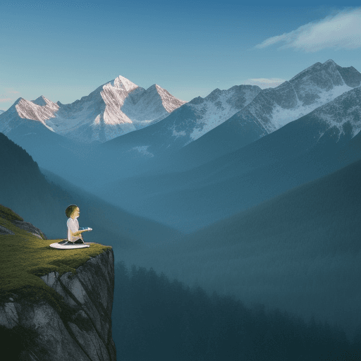 AI generated: landscape to meditate that reflects relaxation with mountains