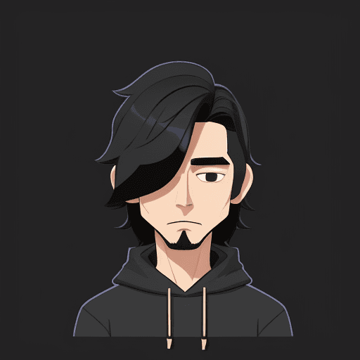 AI generated: Create 1 male character, solo, wearing Hoodie, small short beard, long straight black hair,  simple,...