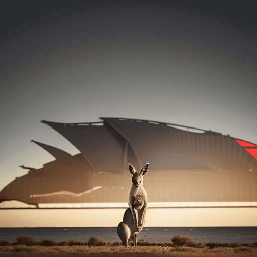 AI generated: "Capture the essence of Australia with an image featuring a majestic kangaroo proudly standing in fr...