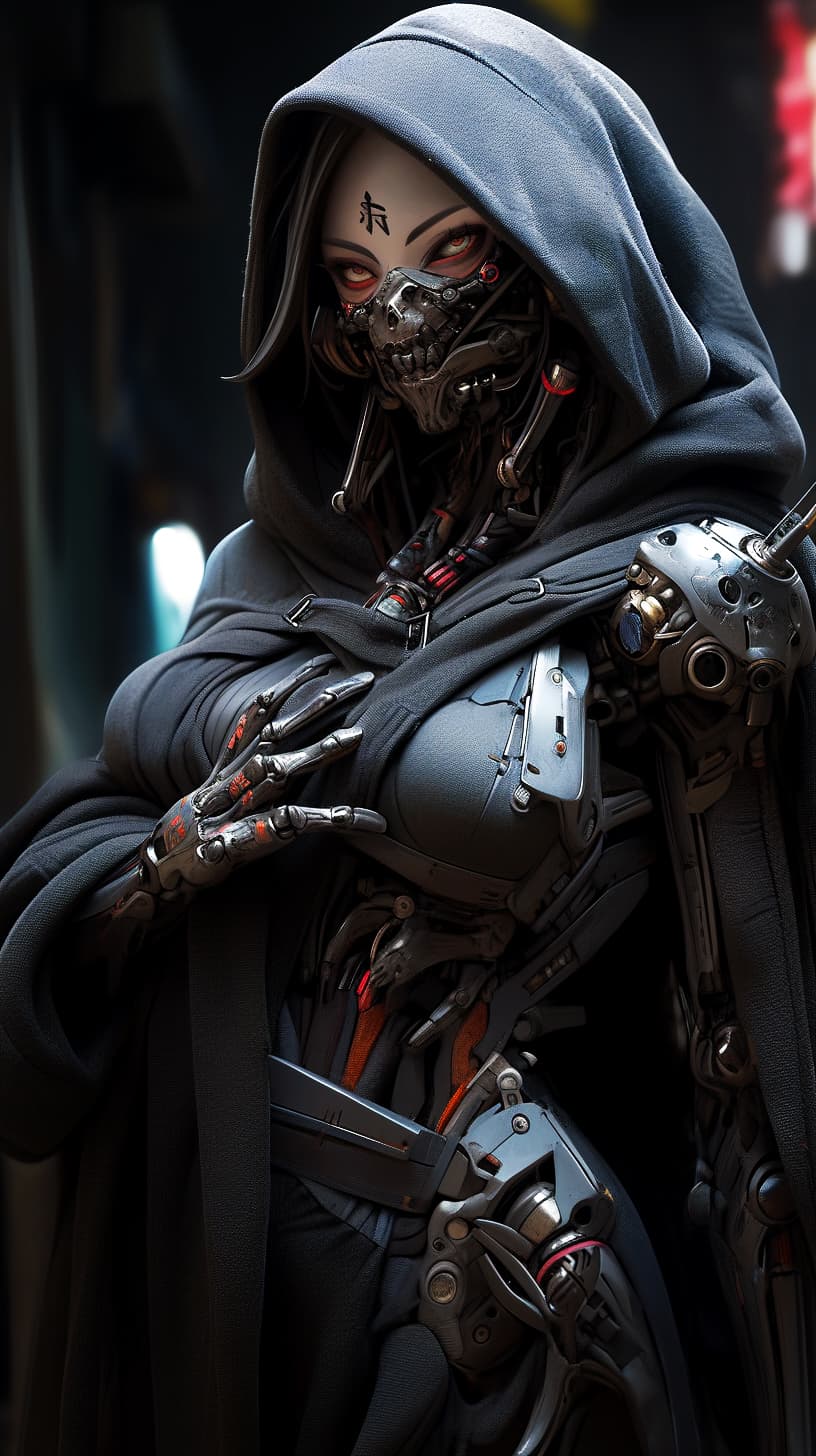 AI generated: Mortal Kombat D'Vorah, insectoid, cyberpunk, outdoor, street, hyperrealism, photorealistic, 8k, unre...