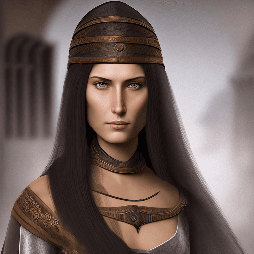 AI generated: Ultra high resolution photography of a medieval eastern woman named Cassandra with long dark hair