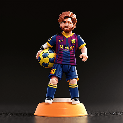 AI generated: Lionel Messi mini figure with a ball