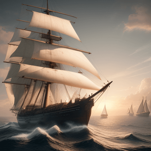 AI generated: Photo of a ultra realistic sailing ship, dramatic light, pale sunrise, cinematic lighting, battered,...