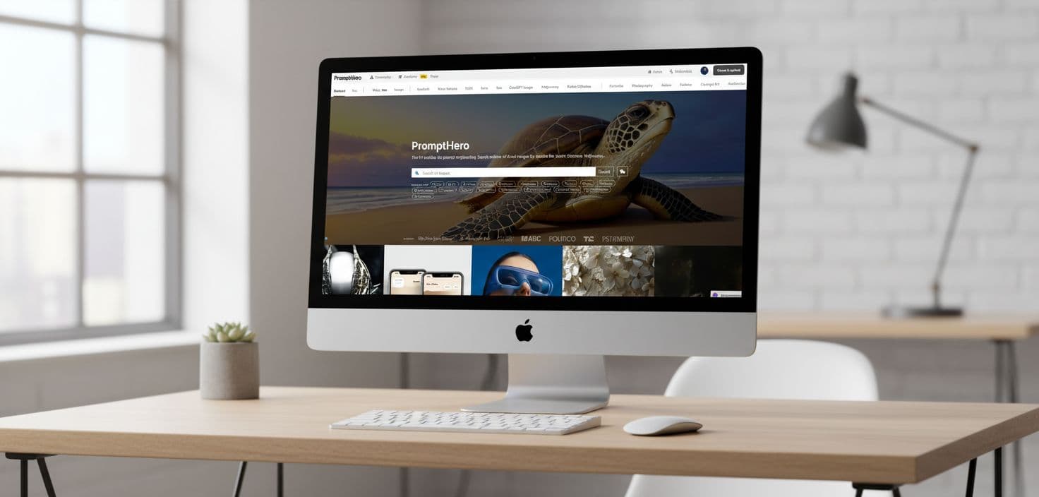 AI generated: A sleek Apple iMac on a minimalist desk setup, silver aluminum finish, modern and realistic lighting...