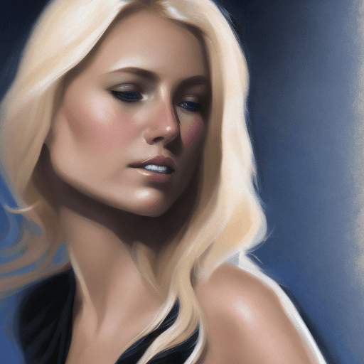 AI generated: a blonde woman poses in a black dress, in the style of soft edges and atmospheric effects, romanesqu...