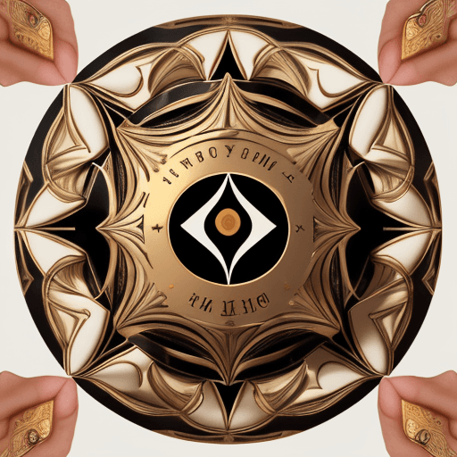 AI generated: Picture a logo showcasing poker chip Within the center of the hand's palm lies an intricately design...