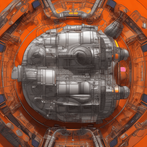AI generated: Produce a detailed technical illustration of a spacecraft, showcasing a cutaway design that reveals ...