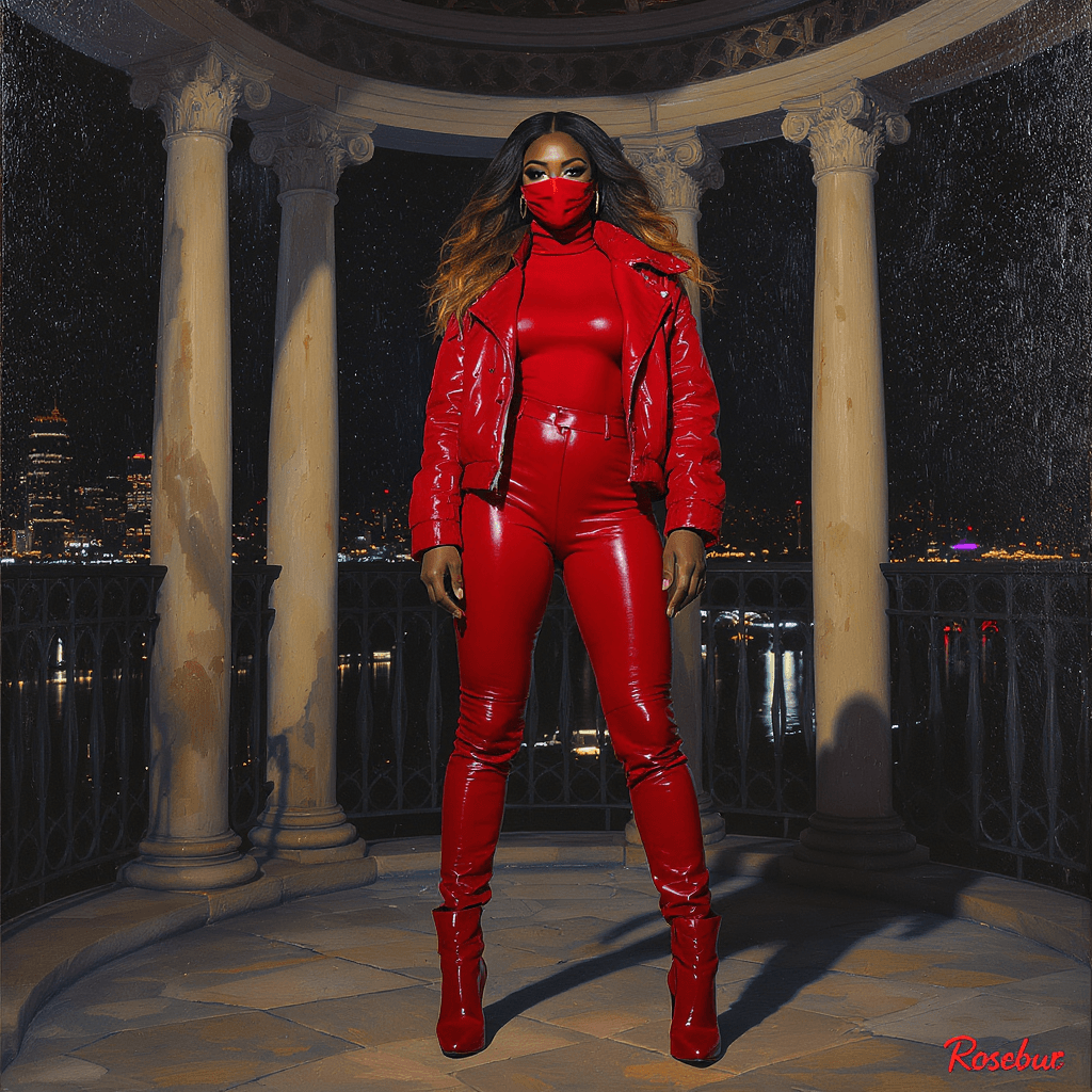 AI generated: FULL BODY VIEW: 4K glossy oil painting of a regal large full-figure African American woman, standing...