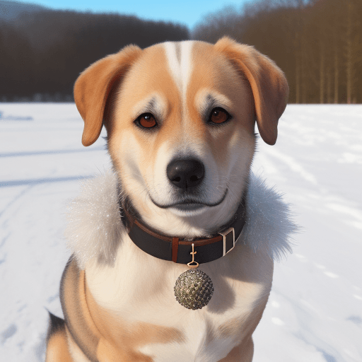 AI generated: Hund mit Perlenkette im Winter 