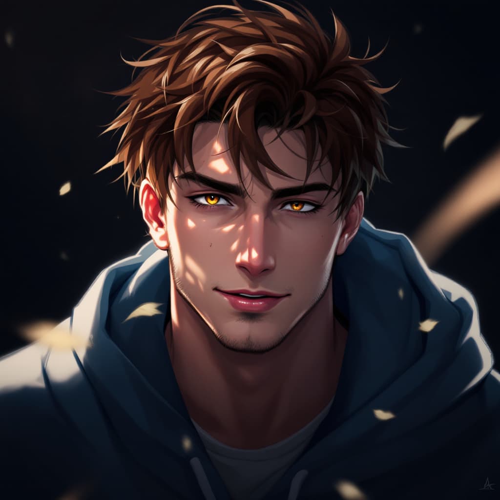AI generated: best quality, masterpiece, highres, 1boy, solo, male focus, short hair, chestnut hair, messy hair, c...