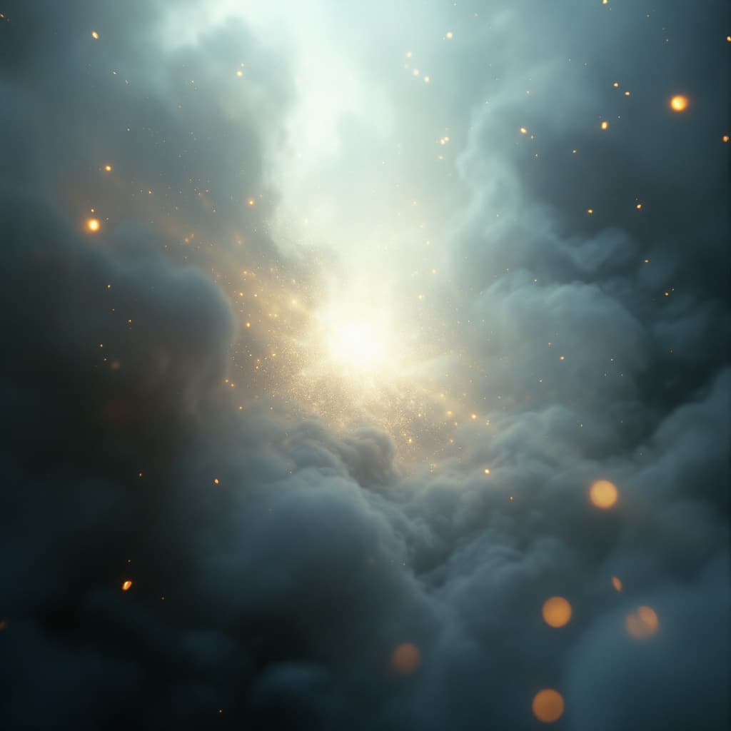AI generated: A fine art, hyper-realistic, cinematic image of a bright light.  barely visible golden light in back...