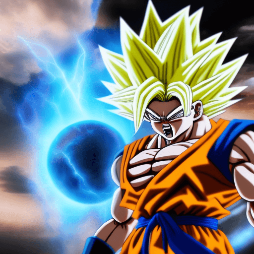 AI generated: Realistic Dragonball Z super Goku, high detail, transforming into Ultra Instinct, earth breaking apa...