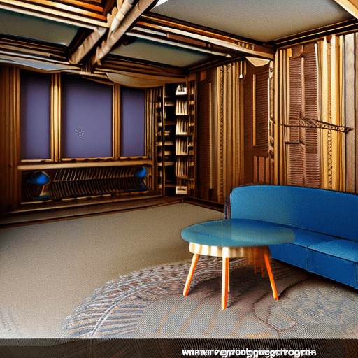 AI generated: High resolution photography interior design, dreamy sunken living room conversation pit, cozy atmosp...