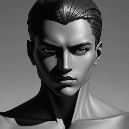 AI generated: a black and white photo of a man with shadow., in the style of minimalist beauty, light bronze and b...