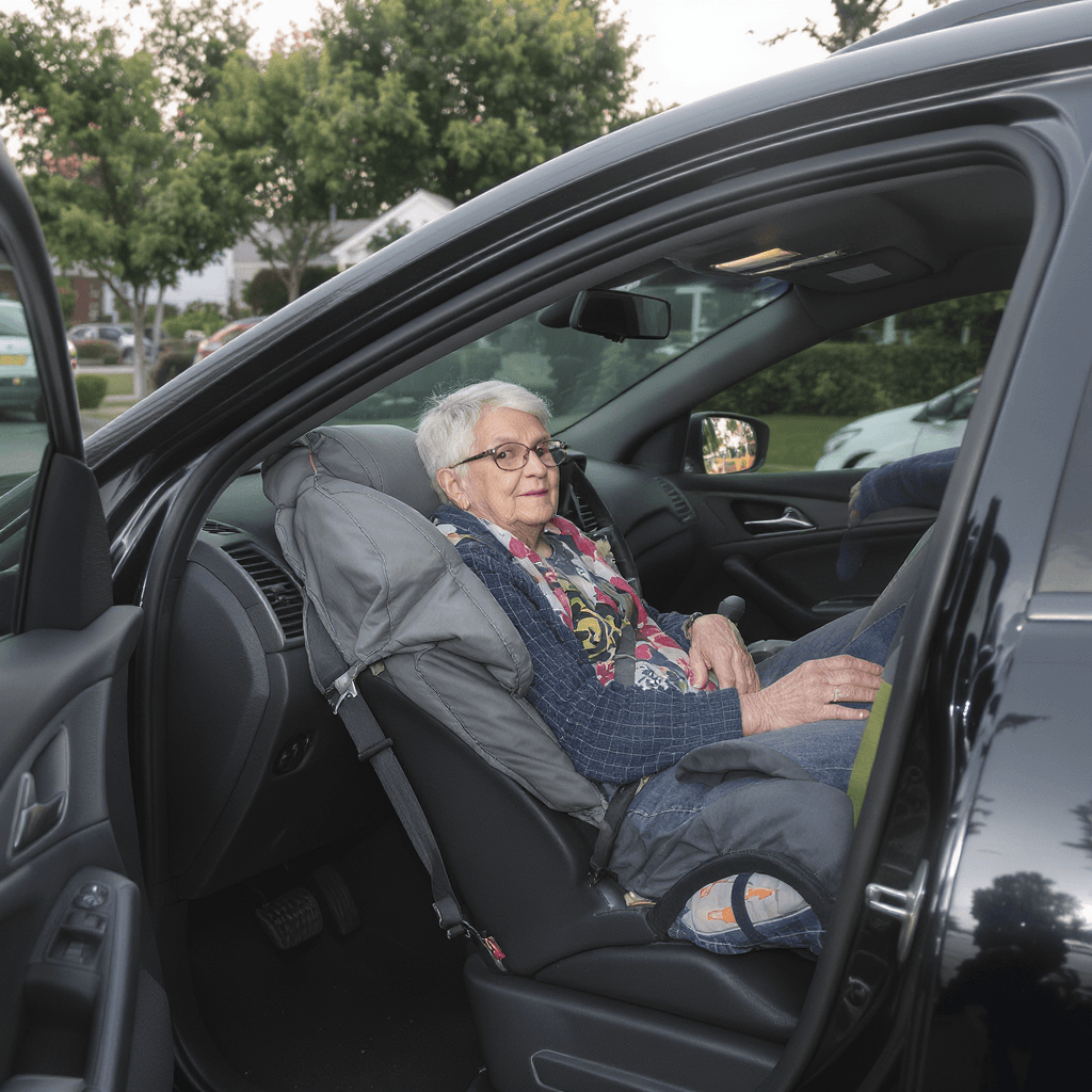 AI generated: place Granny in the car
