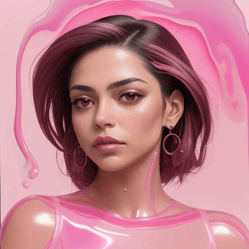 AI generated: an latino-american woman, in the style of light amber and pink, blurred imagery, shiny/glossy, melti...