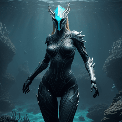 AI generated: Merrmaid in exo costume, hyper realistic and hyper detailed, hyper emotional, epic underwater lighti...