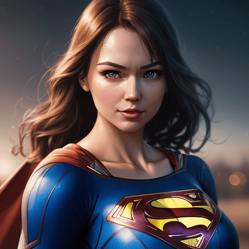 AI generated: a close up of a woman in a superman costume posing for a picture, superhero portrait, supergirl, 8k ...