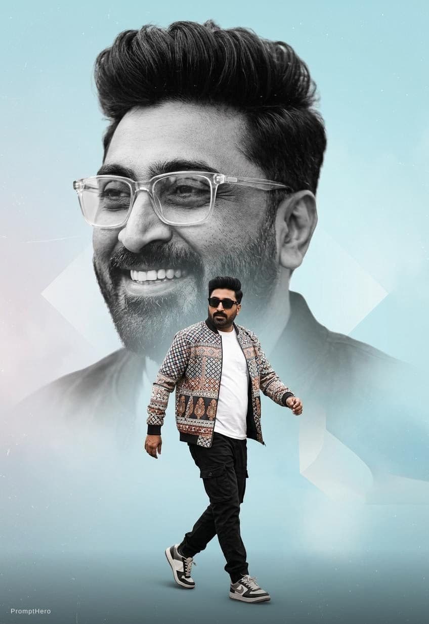 AI generated: "Create a stylish cinematic attitude poster of a handsome young Indian boy with a trendy hairstyle, ...