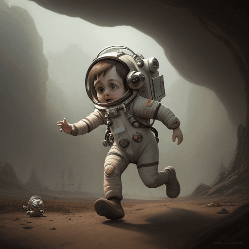 AI generated: prehistoric  digital DOF matte painting by ross trans, earthy colour cute adorable human baby astron...