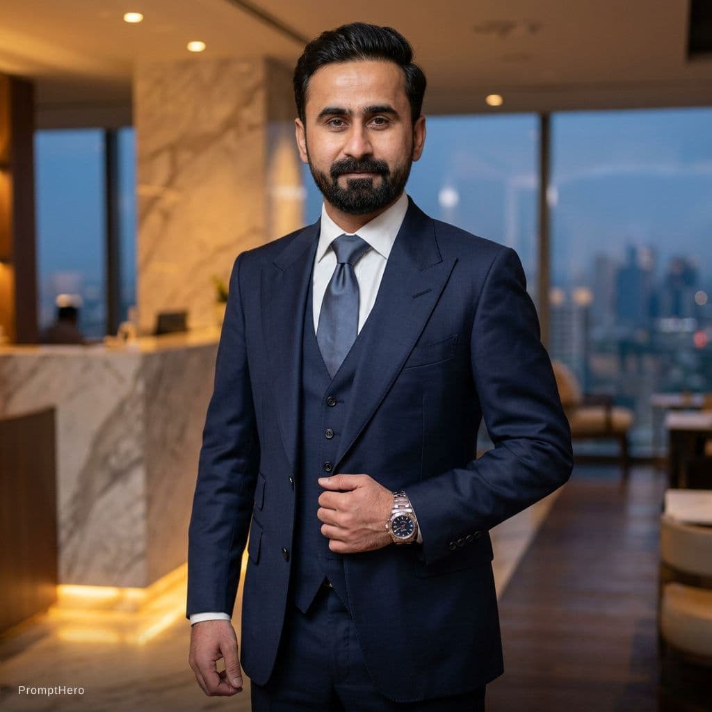 AI generated: male model wearing tom ford suit 