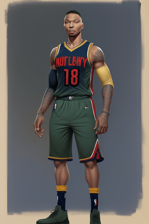 AI generated: full body portrait of the nba player Damian Lillard, 1 8 8 9, in full military garb, navy blue, gree...
