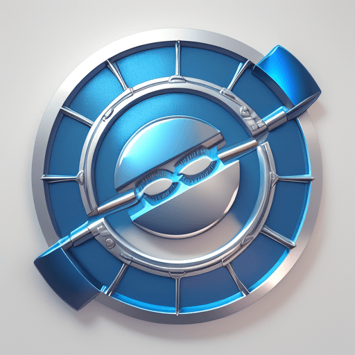 AI generated: 3D round logo, thick, embossed, blue, shiny, very elegant and graceful. The logo contains images of ...
