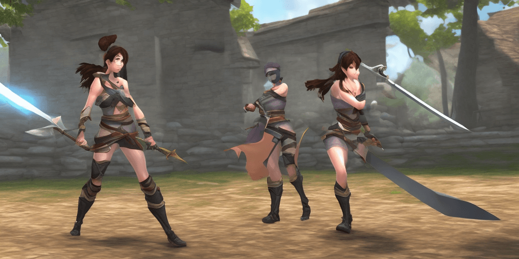 AI generated: A female hero using a sword in game called Hero Online