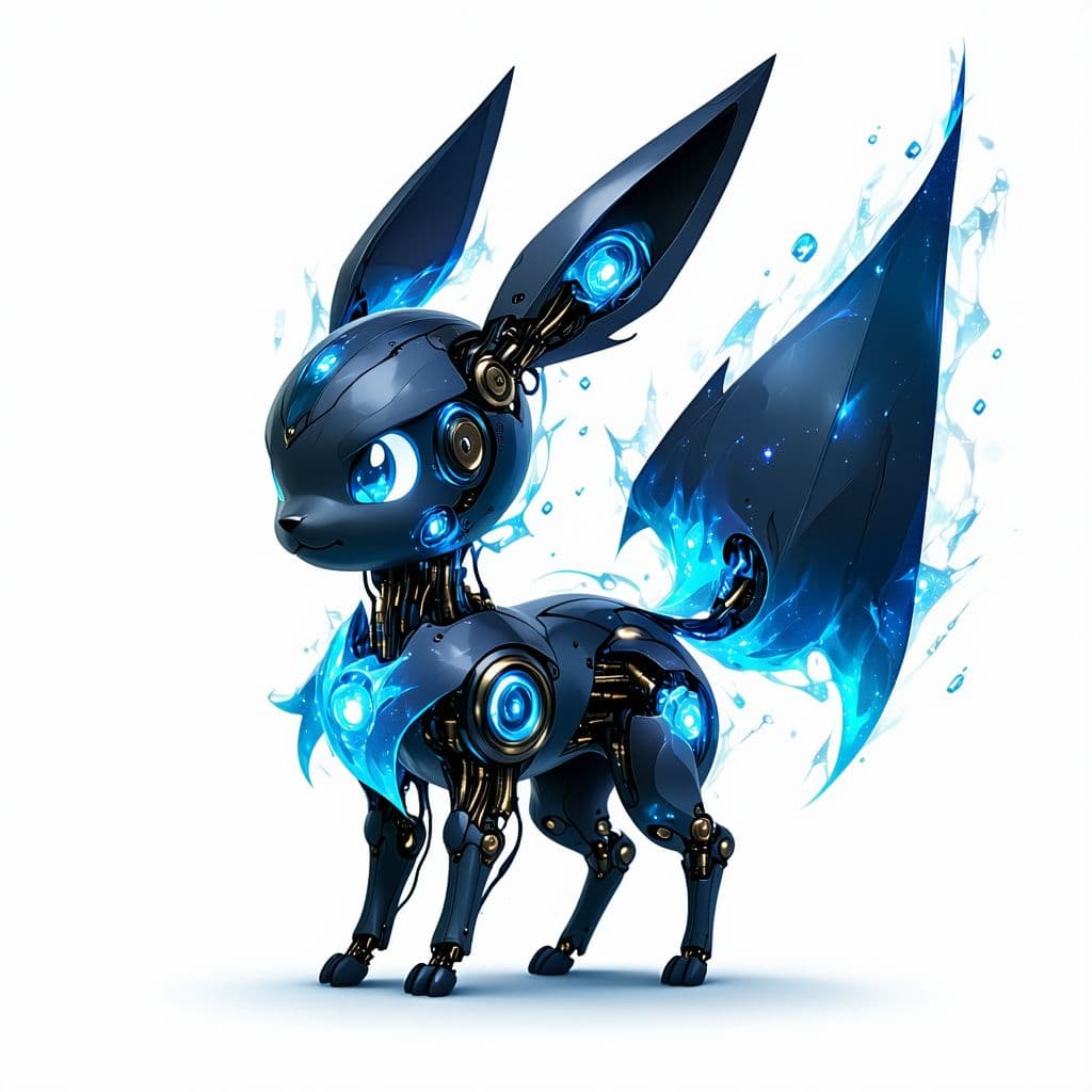 AI generated: Ultra Realistic Ghost-themed illustration of an Eeveelution with mechanical elements, intricate and ...