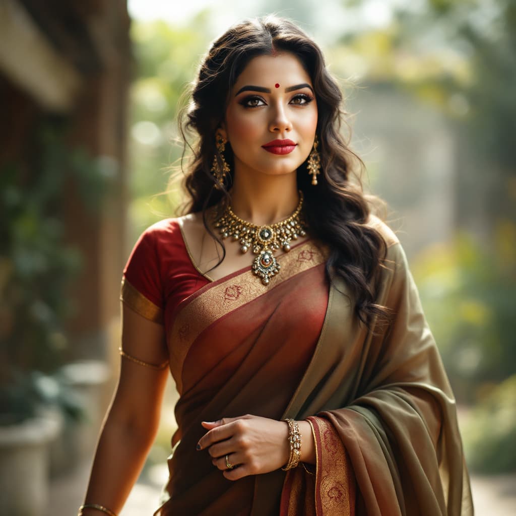 AI generated: Angela white in saree
