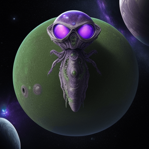 AI generated: Masterpiece, Best Quality, Alien planet with a spaceship in space with alien plants that are purple ...